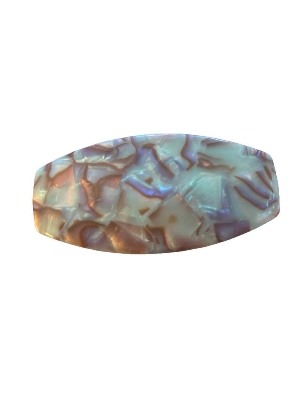 Vtg Made in France Luxury Barrette Hair Clip Mother Of Pearl Shell Mimic